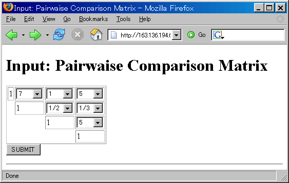 Input: Pairwise Comparison Matrix (Only Integer Values)