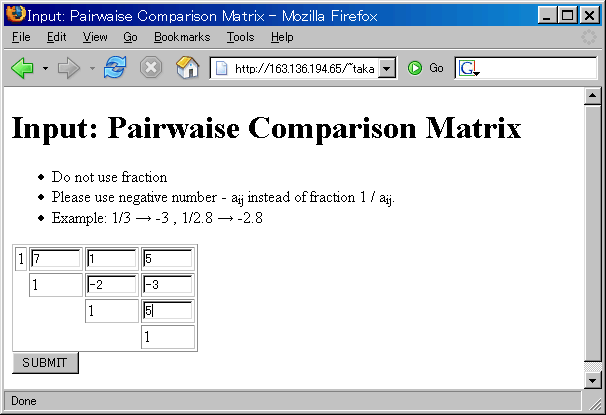 Input: Pairwise Comparison Matrix