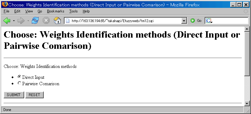 Choose: Weights Identification methods